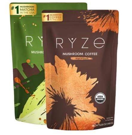 RYZE Mushroom Coffee & Matcha – Adaptogen Blend