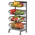 4-Tier Metal Vegetable Storage Rack with Wheels