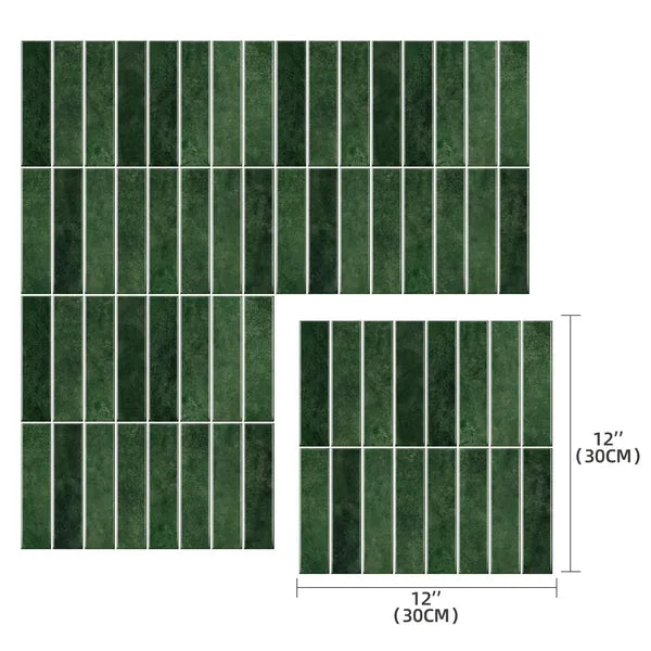 Dark Green 3D Self-Stick Backsplash Wall Tiles (10pcs)