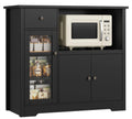 BakerFT Black Microwave Stand with Louvred Door Cabinets