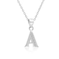 Silver Initial Necklace with Zircon
