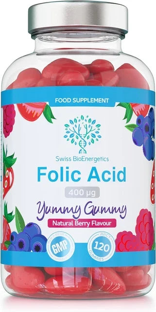 Pregnancy Support Gummies with 400mcg Folic Acid (Raspberry, Vegan)